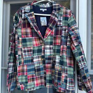 NorthStyle Patchwork Plaid Blazer 100% Cotton Size XL New w/ tags